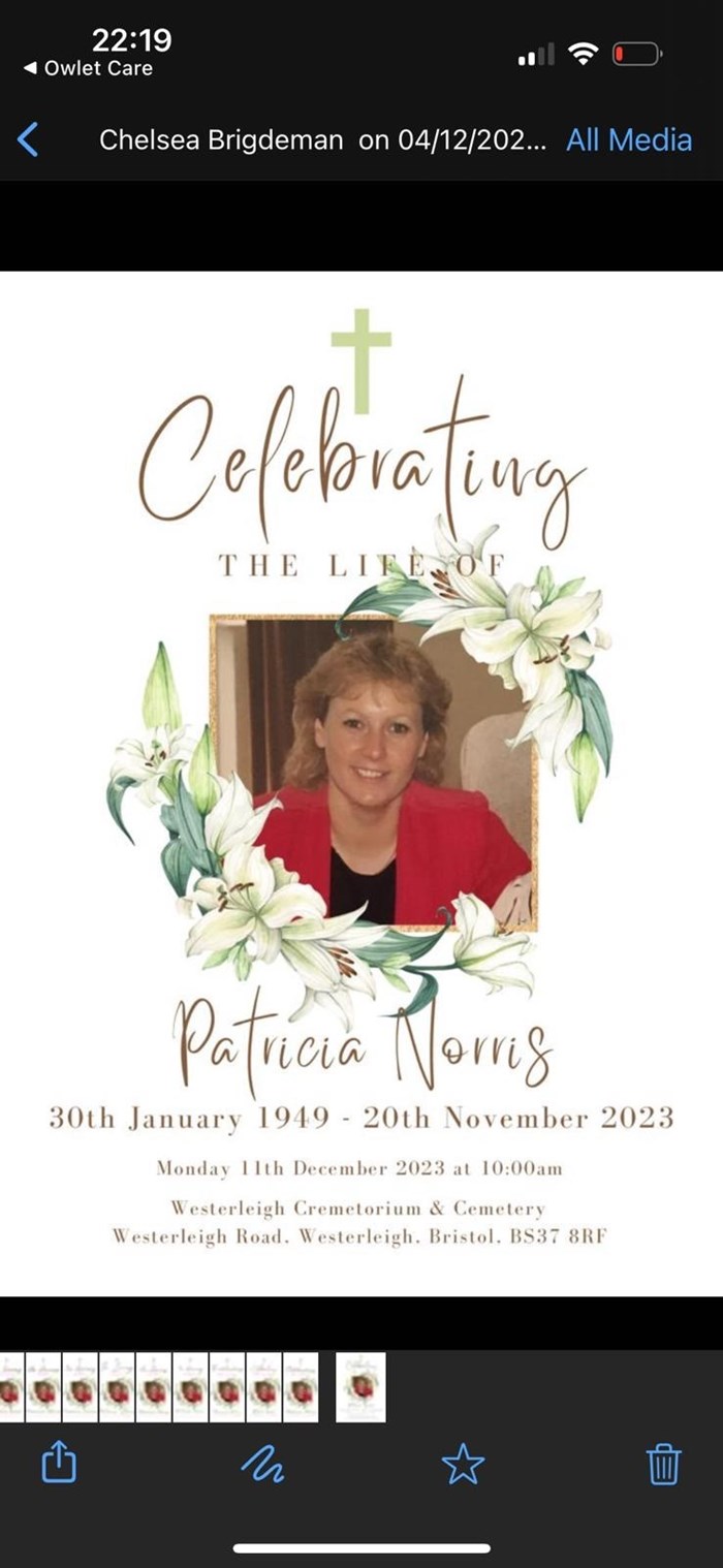 My mum Patricia Norris